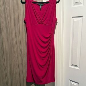Ralph Lauren Pink Draped Midi Dress
